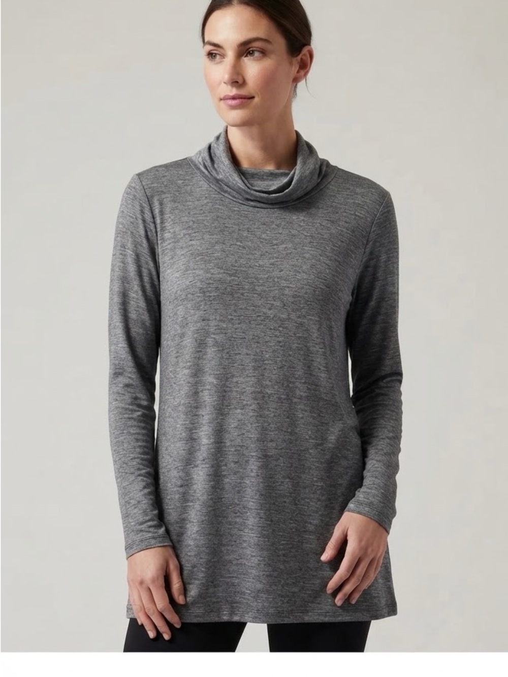 J.McLaughlin Charcoal Gray Heathered Cowl Neck Tunic Top XL